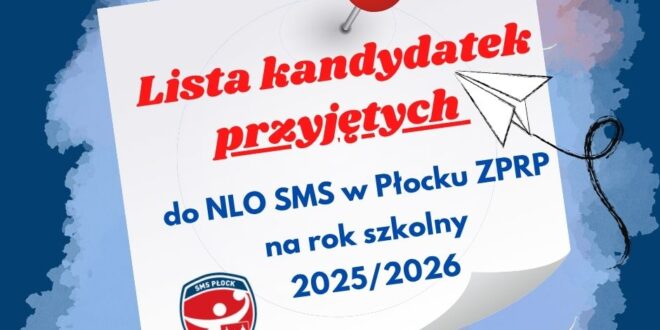 Lista kandydatek przyjętych do NLO SMS w Płocku ZPRP na rok szkolny 2025/26